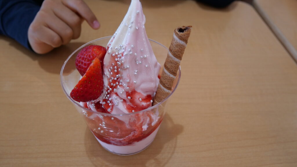 マザー牧場で味わうソフトクリームのアップ写真