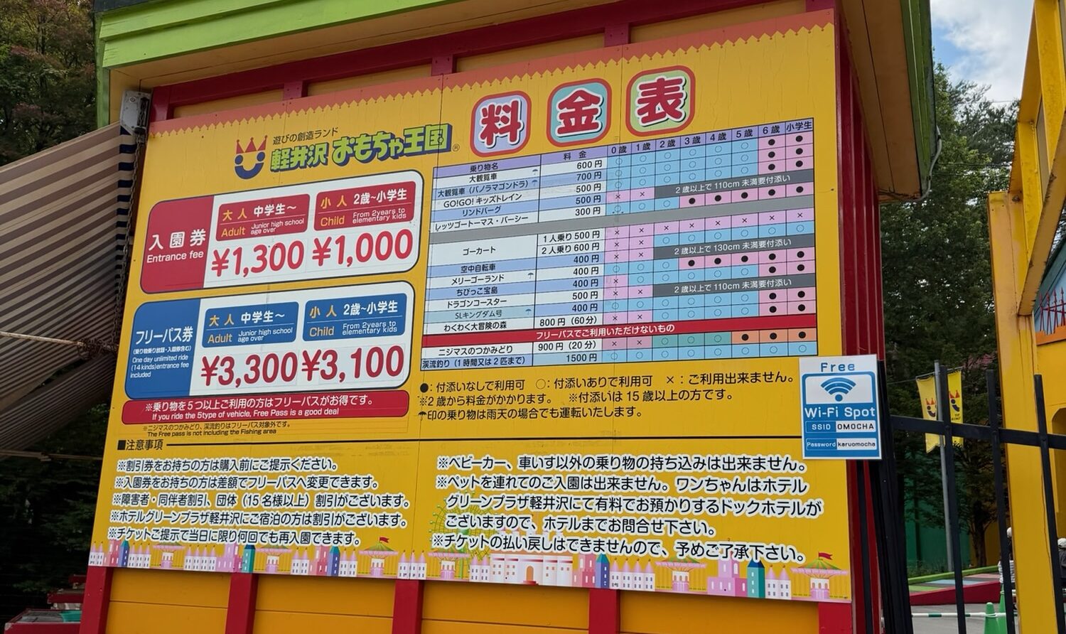 軽井沢おもちゃ王国料金表