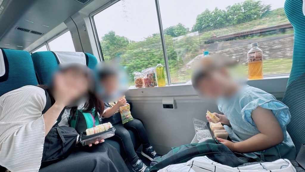 特急踊り子号の車内にて談笑